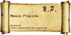 Mencs Placida névjegykártya